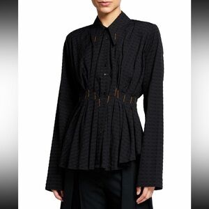 Palmer//Harding Escen Fitted Waist Peplum Embroidered Black Button Down Size 4/6